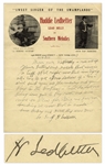Scarce Huddie Lead Belly Ledbetter Autograph Letter Signed, Circa Early 1940s -- ...am in a tuff spot right now but Im trying all I can to get a $1000 dollars...